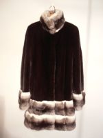 Blackglama mink coat with chinchilla collar, cuff and bottom