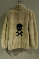 Danish pearl mink jacket with scull and crossbones detail