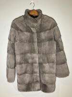 Long grey Saga mink jacket