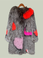 Silver fox fur jacket with colours