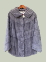 Violet mink jacket with hood
