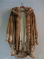 Honey mink swing coat with detachable hood