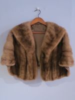 Chestnut brown mink cape with pockets