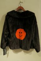 Mahogany mink jacket with orange mink smiley