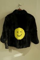 Black mink jacket with yellow mink smiley