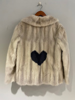 Azurine mink jacket with grey mink heart
